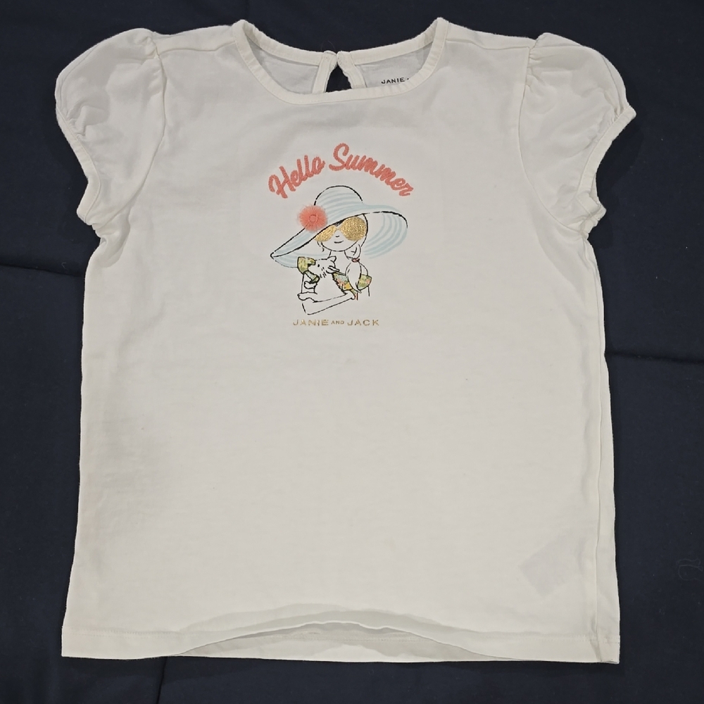 Janie and Jack Cream Tee with Summer Graphic